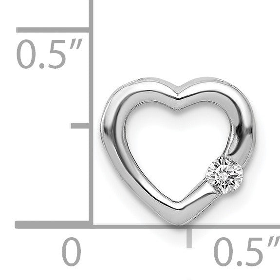 14k White Gold 1/20 carat Diamond Heart Chain Slide