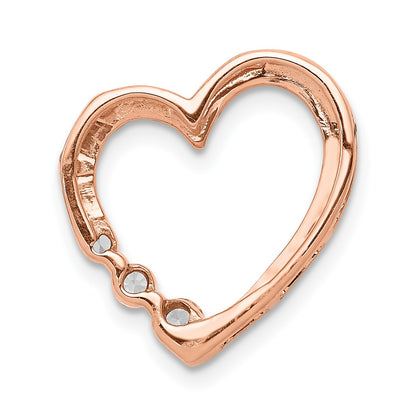 14k Rose Gold 1/6 carat Diamond 3-Stone Heart Chain Slide