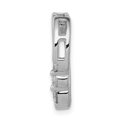 14k White Gold 1/6 carat Diamond 3-Stone Heart Chain Slide