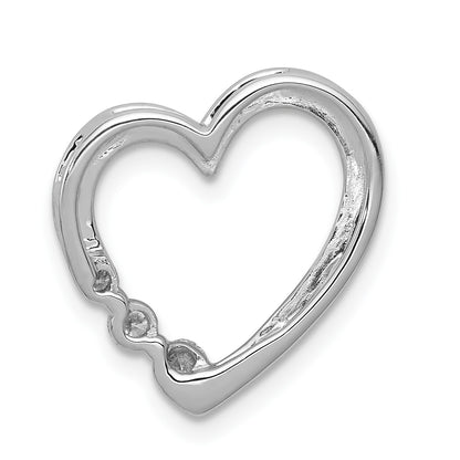 14k White Gold 1/6 carat Diamond 3-Stone Heart Chain Slide