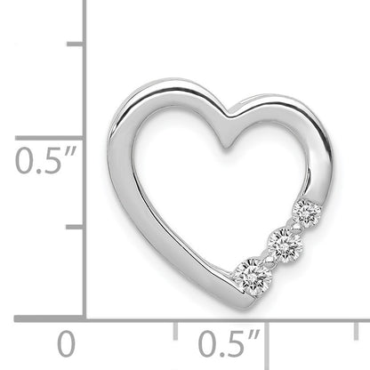 14k White Gold 1/6 carat Diamond 3-Stone Heart Chain Slide