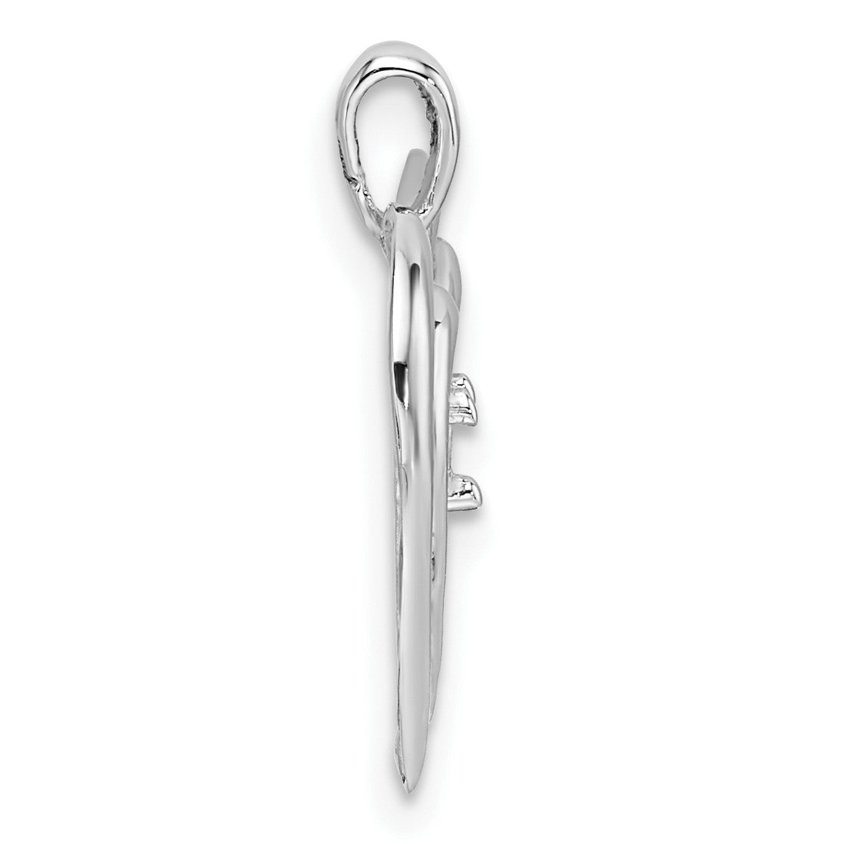 14k White Gold Holds 1-3.2mm Stone Double Heart Pendant Mounting