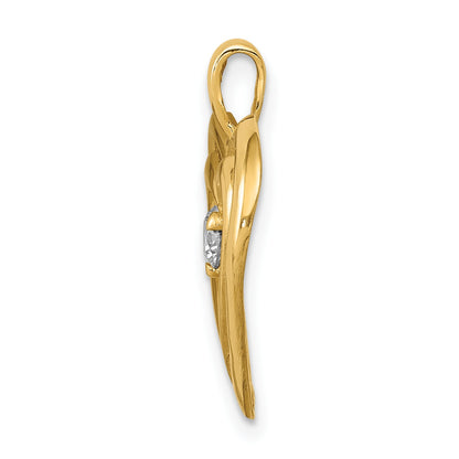 14k 1/8 carat AA Diamond Double Heart Pendant