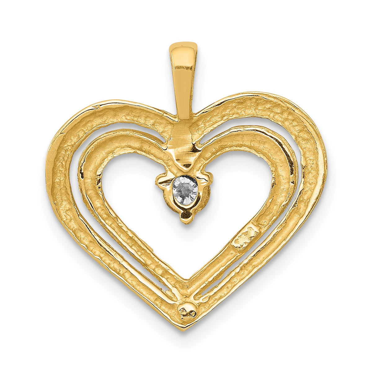 14k 1/8 carat AA Diamond Double Heart Pendant