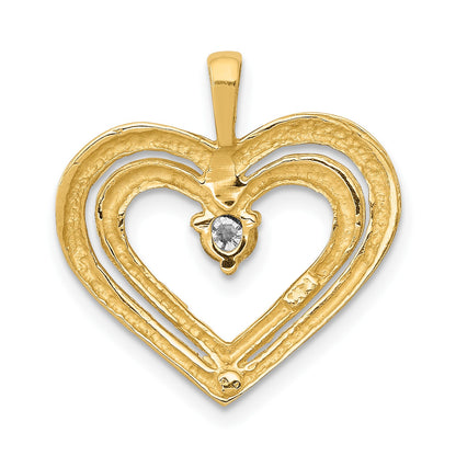 14k 1/8 carat AA Diamond Double Heart Pendant