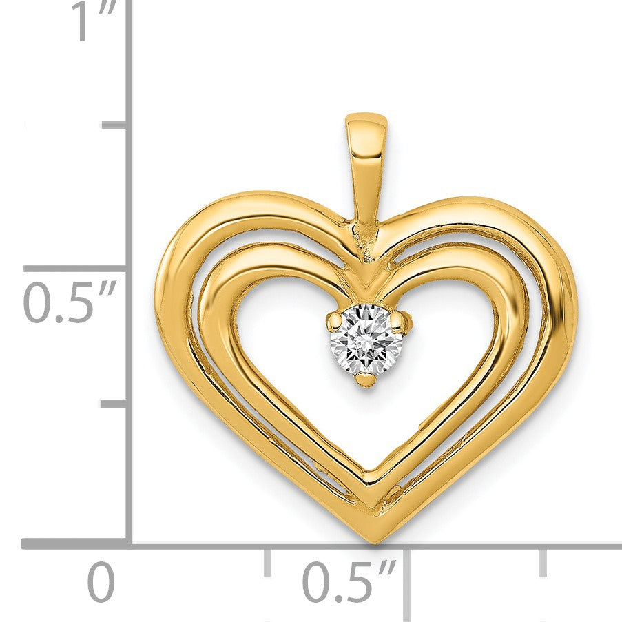 14k 1/8 carat AA Diamond Double Heart Pendant