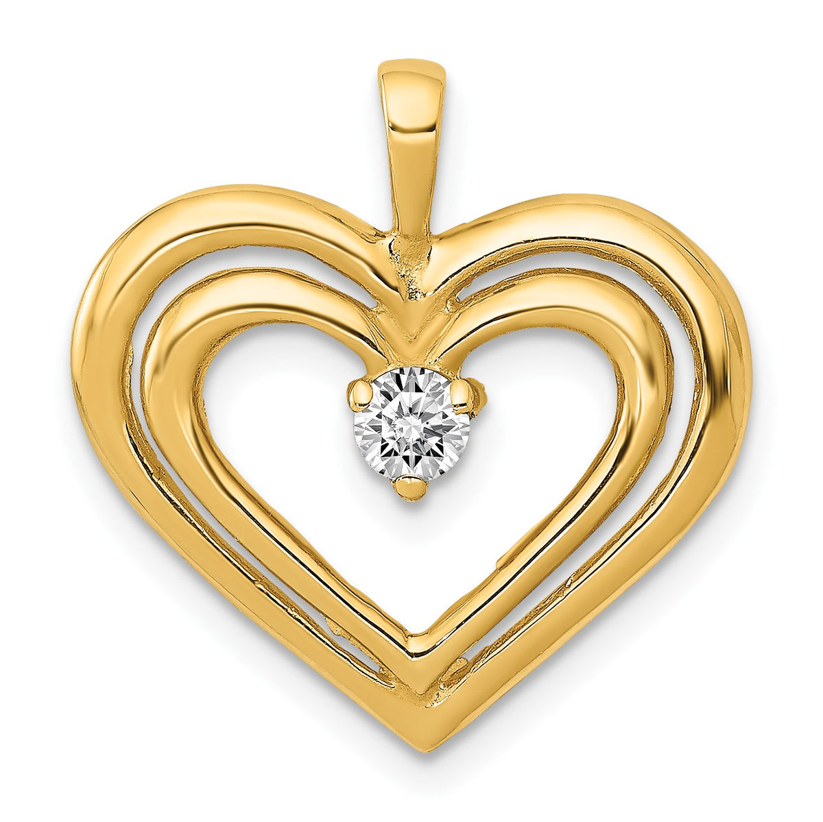 14k 1/8 carat AA Diamond Double Heart Pendant