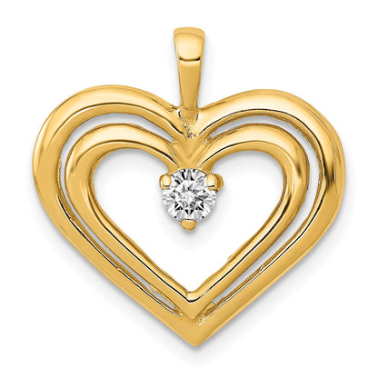 14k 1/8 carat AA Diamond Double Heart Pendant