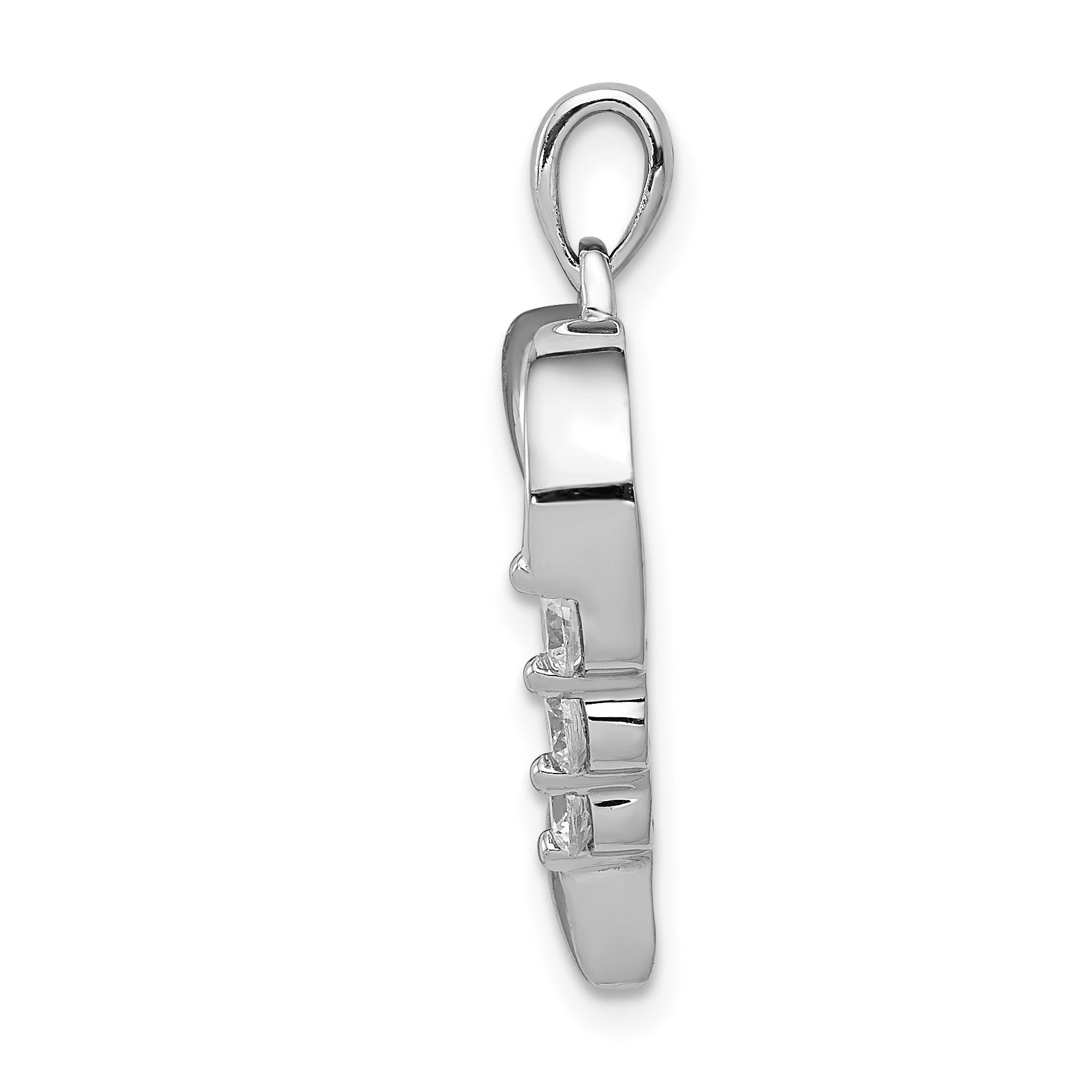14k White Gold Three Stone 1/4 carat Diamond Heart Pendant