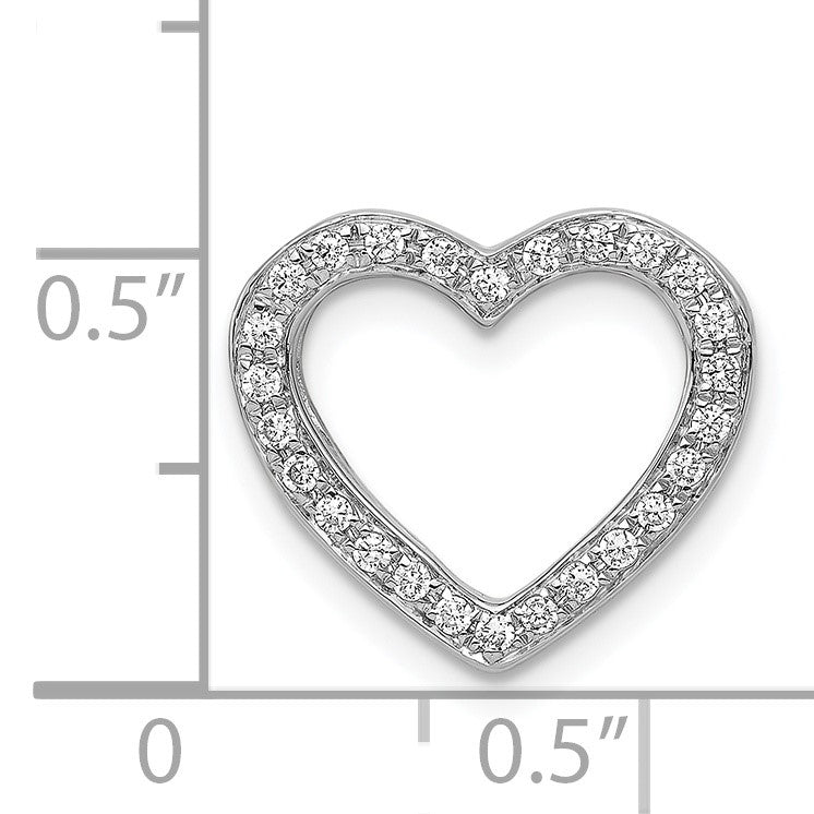 14k White Gold 1/6 carat Diamond Heart Chain Slide