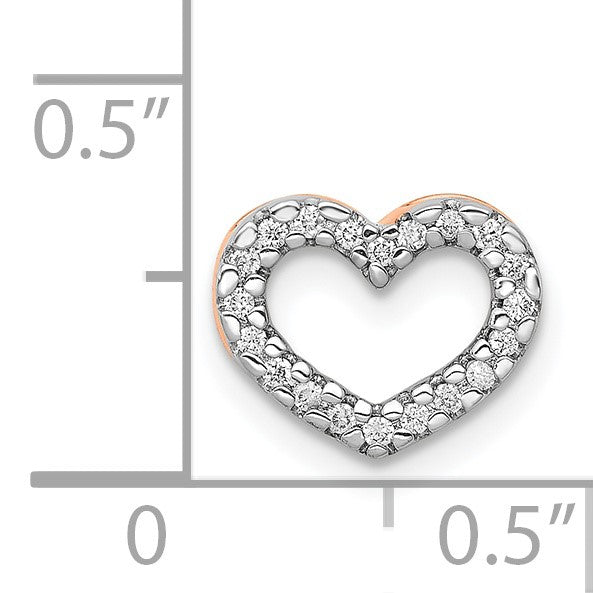 14k Rose Gold 1/15 carat Diamond Heart Chain Slide