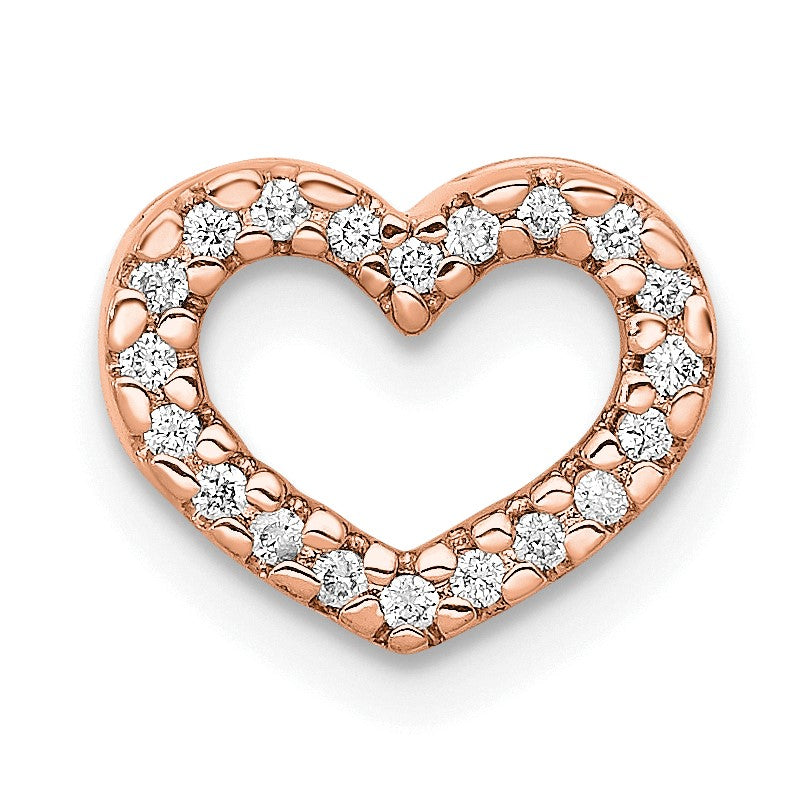 14k Rose Gold 1/15 carat Diamond Heart Chain Slide