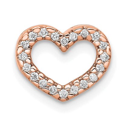 14k Rose Gold 1/15 carat Diamond Heart Chain Slide