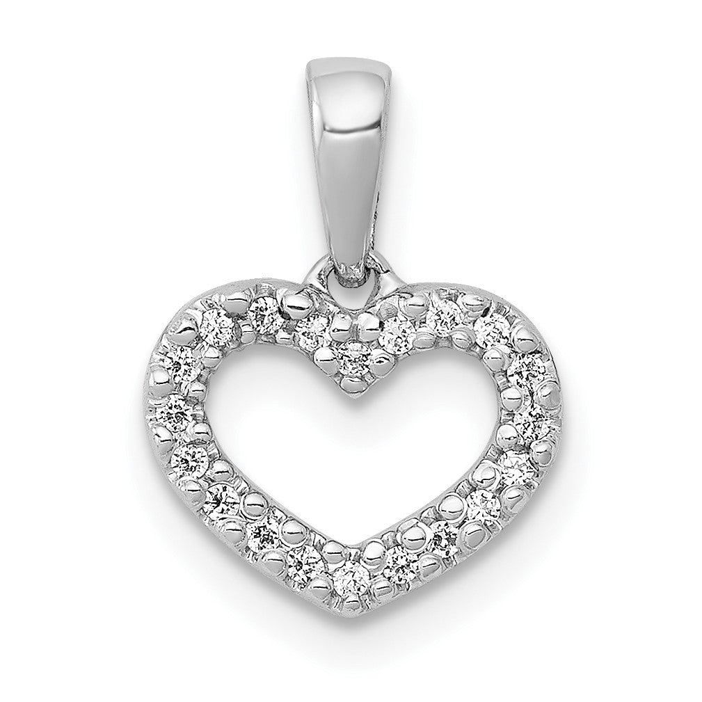 14k White Gold .03 carat Diamond Heart Pendant