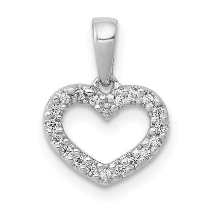 14k White Gold .03 carat Diamond Heart Pendant