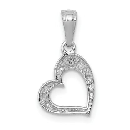 14k White Gold .01 carat Diamond Curved Heart Pendant
