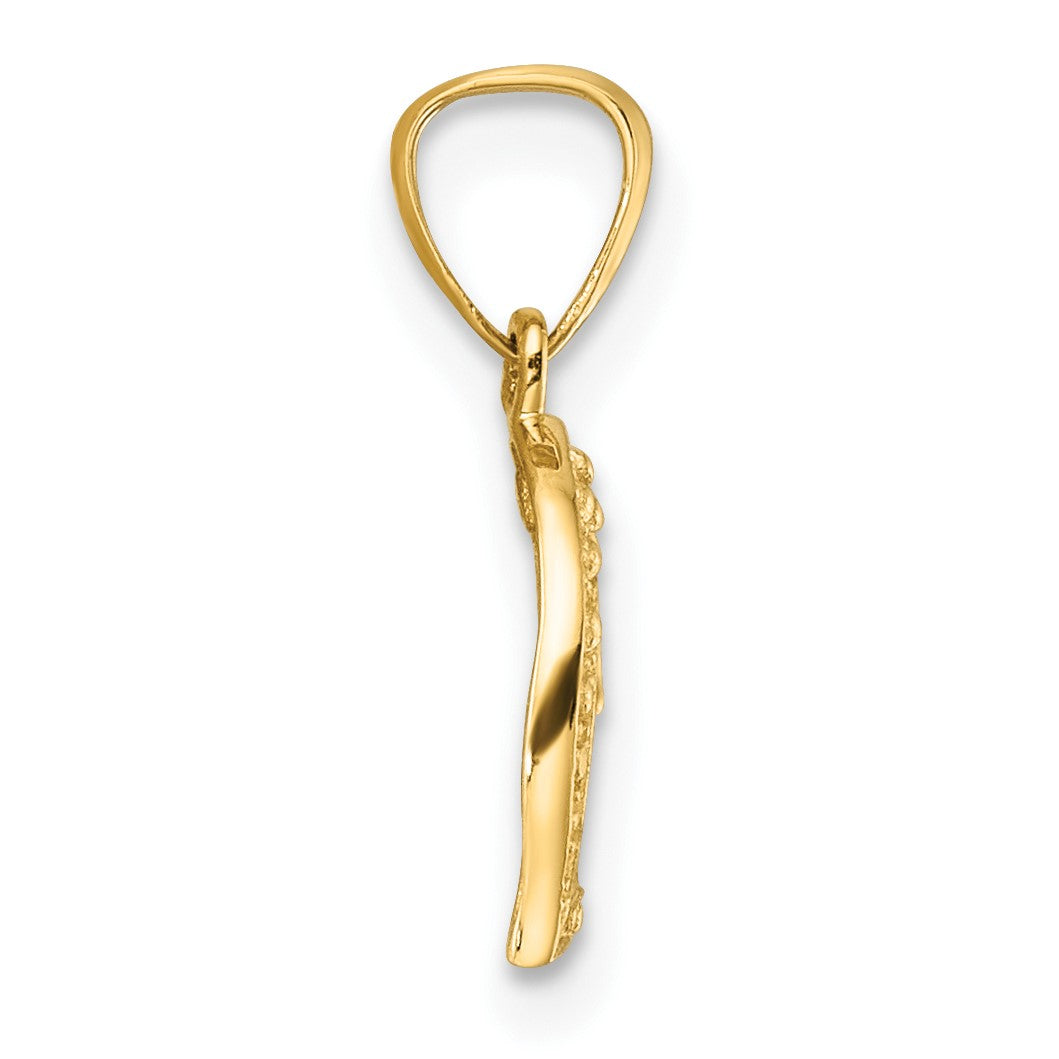 14k  .01 carat Diamond Curved Heart Pendant