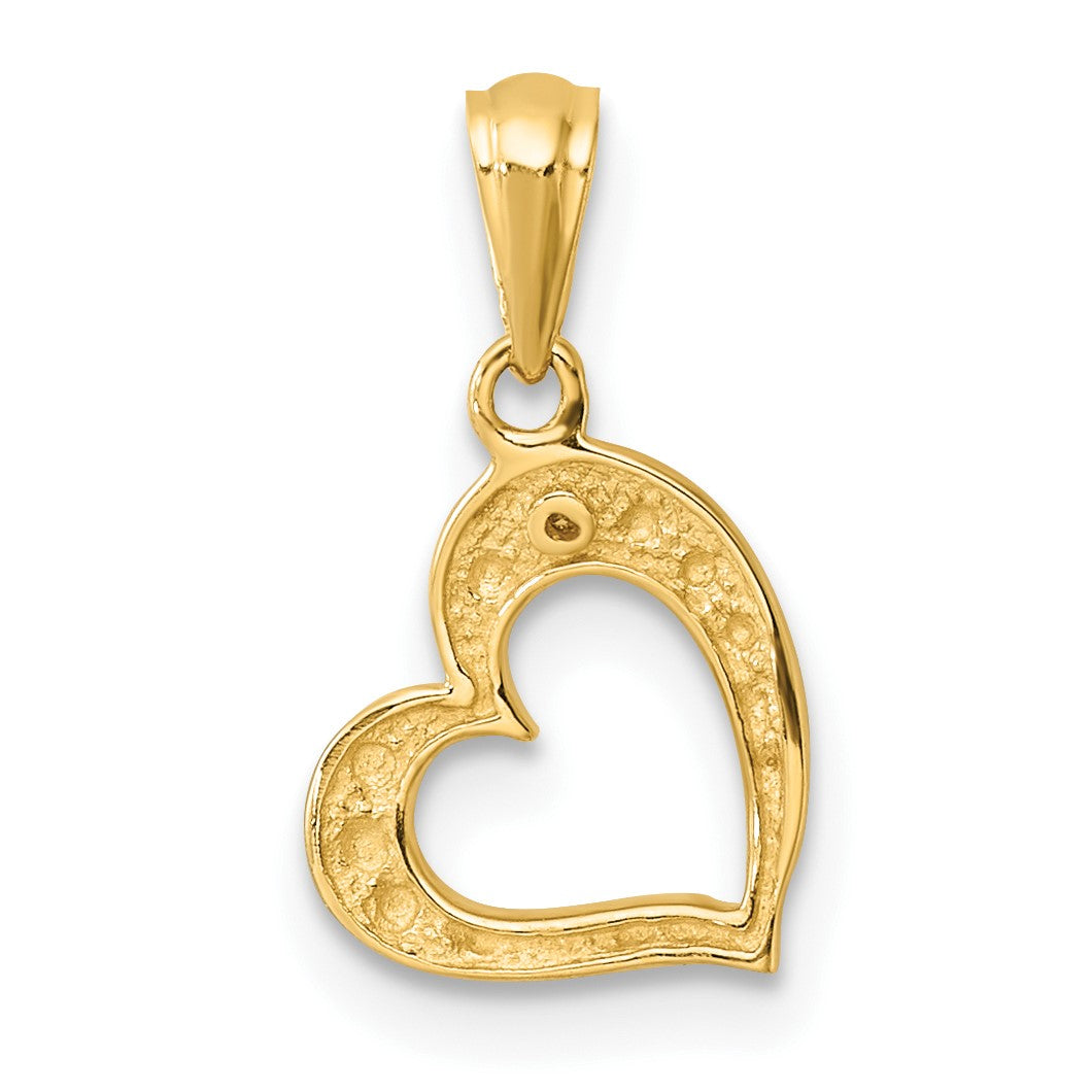 14k  .01 carat Diamond Curved Heart Pendant
