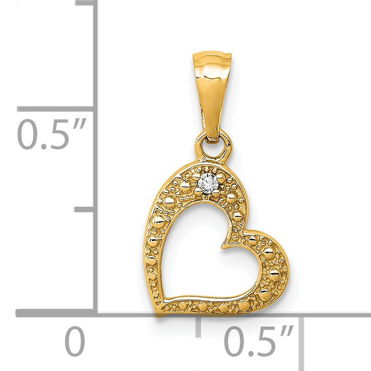 14k  .01 carat Diamond Curved Heart Pendant