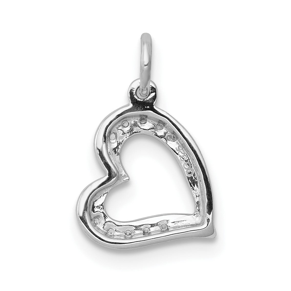 14k White Gold 1/20 carat Diamond Curved Heart Charm