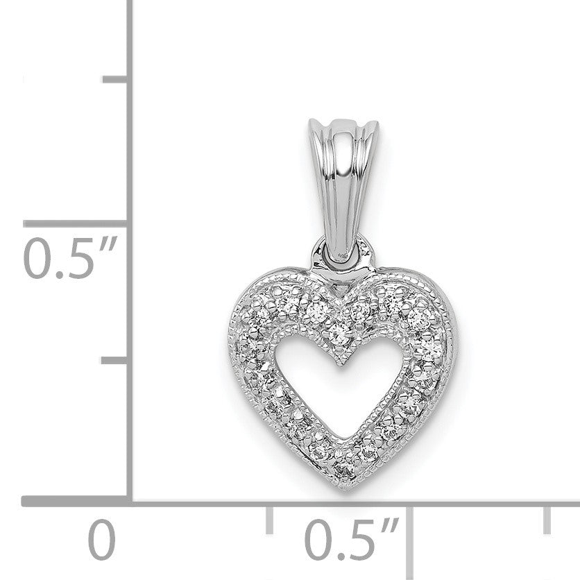 14k White Gold 1/10 carat Diamond Heart Pendant