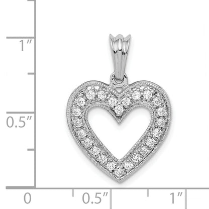 14k White Gold 1/3 carat Diamond Heart Pendant