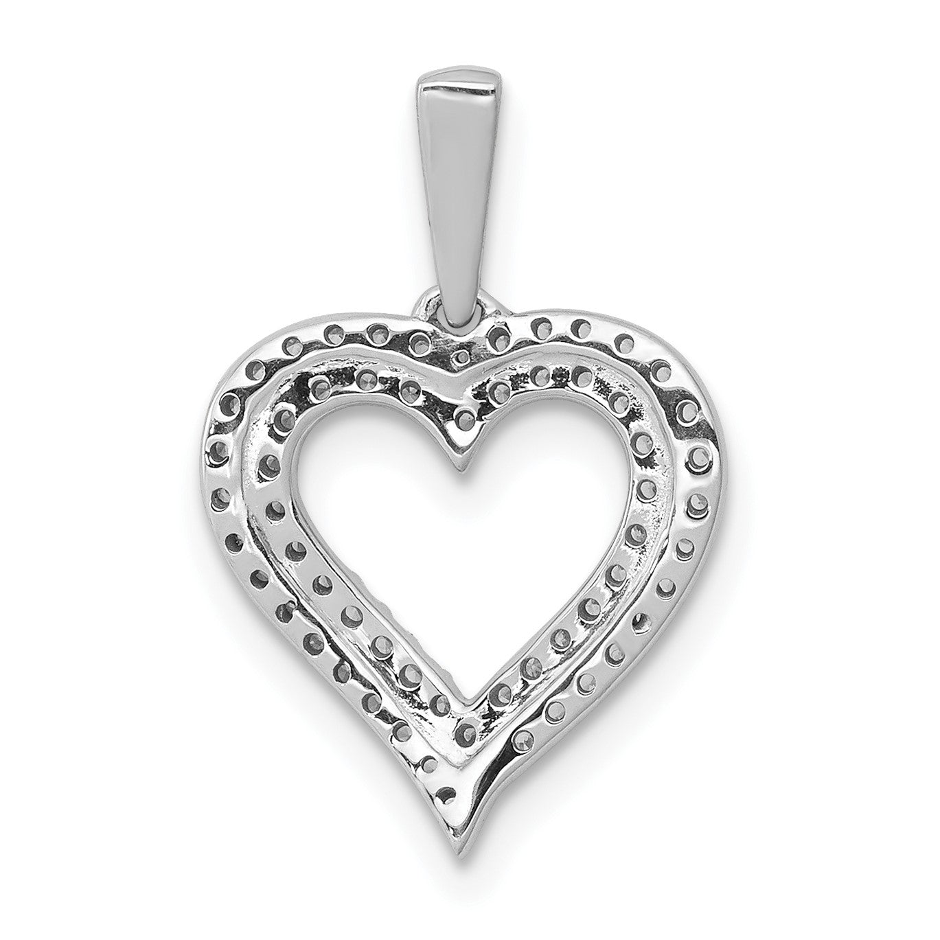 14k White Gold 1/4 carat Diamond 2-row Heart Pendant
