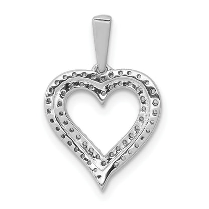 14k White Gold 1/4 carat Diamond 2-row Heart Pendant