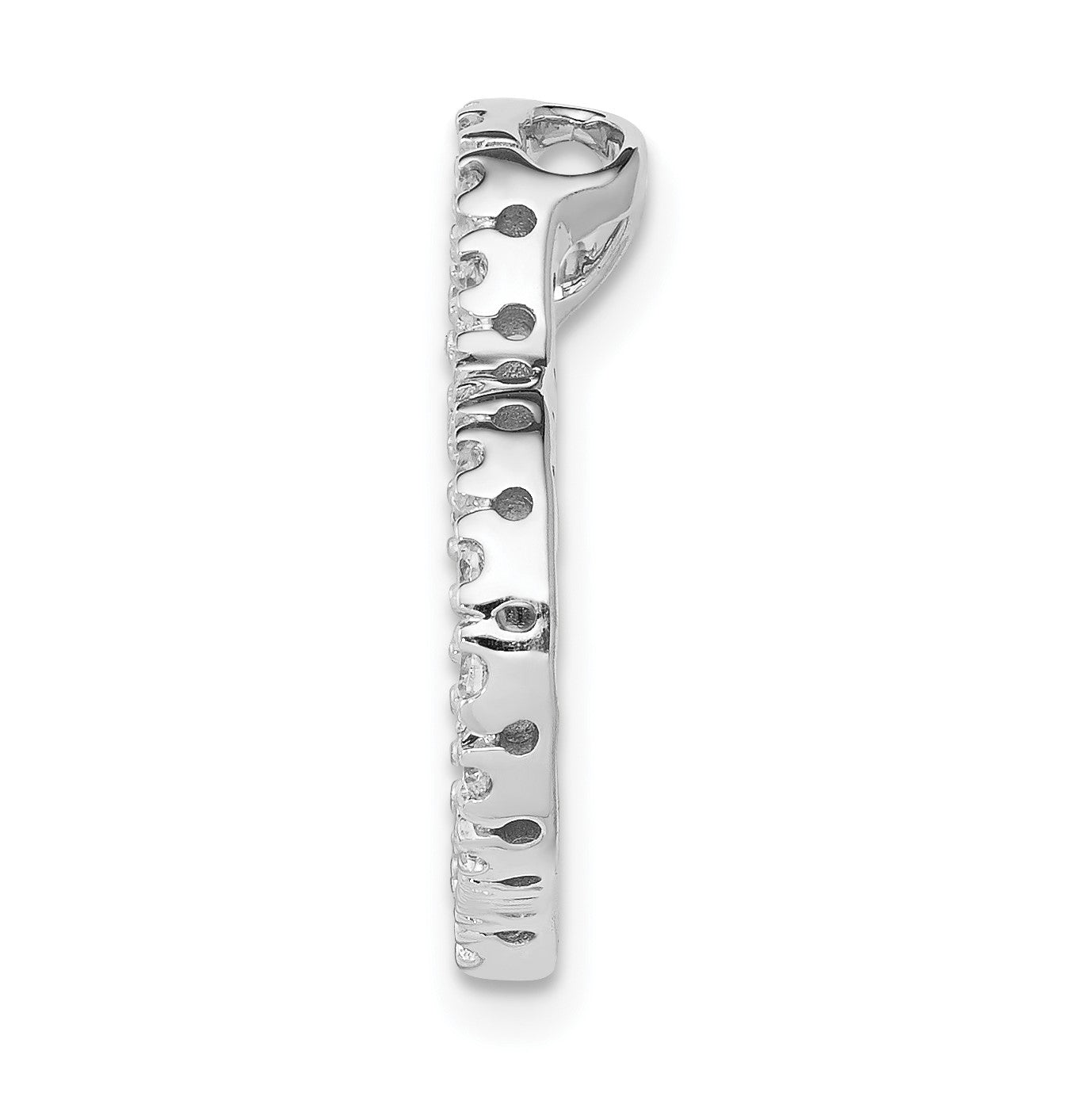 14k White Gold 1/5 carat Diamond Curved Heart Chain Slide