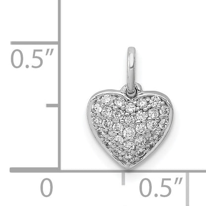 14k White Gold 1/5 carat Pave Diamond Heart Pendant