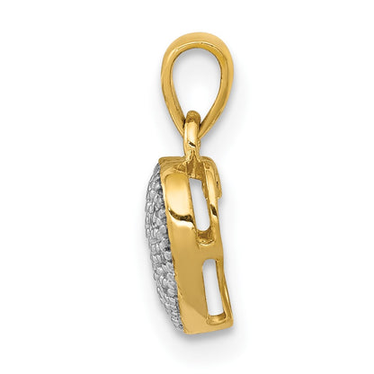 14k and White Rhodium Pave Diamond Heart Pendant