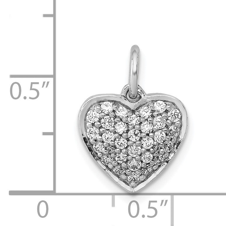 14k White Gold 3/8 carat Pave Diamond Heart Pendant