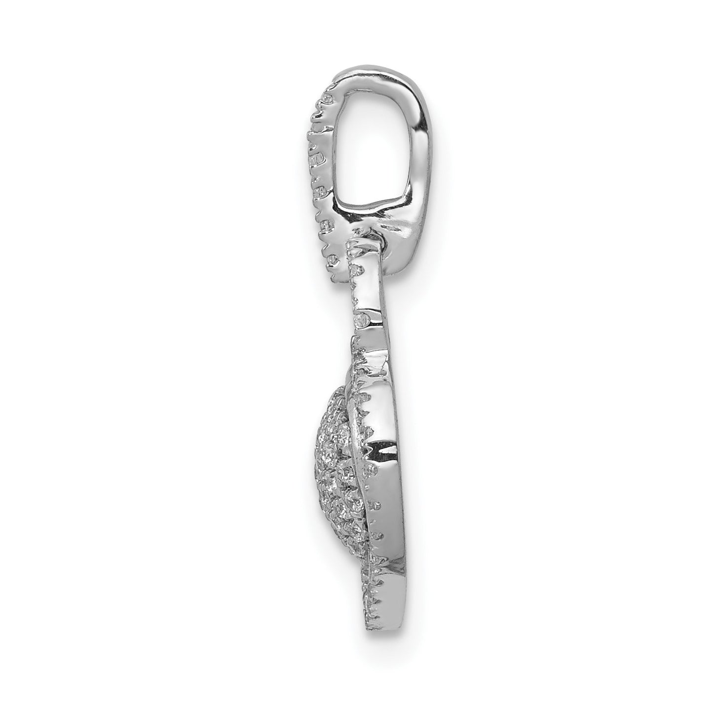 14k White Gold 1/5 carat Pave Diamond Fancy Heart Pendant