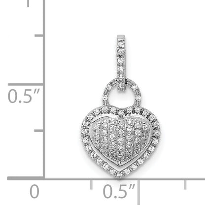 14k White Gold 1/5 carat Pave Diamond Fancy Heart Pendant