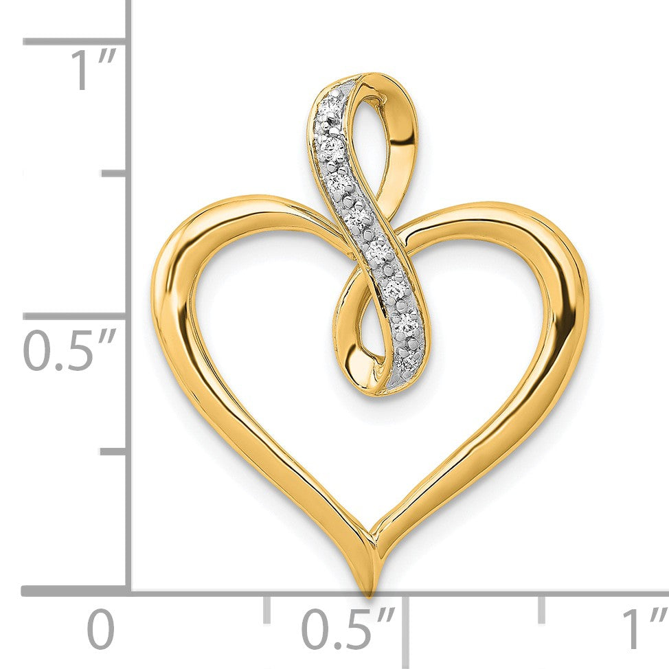14k 1/20 carat Diamond Heart and Infinity Pendant Fits up to 2mm Regular/4mm Fancy or Reversible Omega