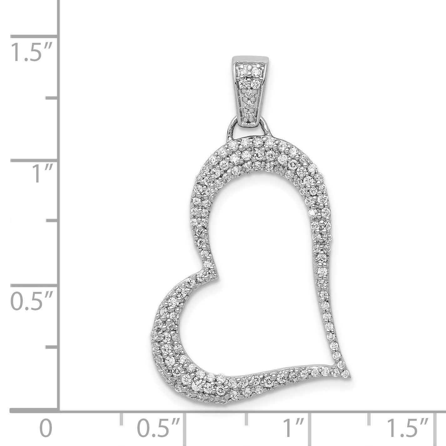 14k White Gold 1/2 carat Diamond Heart Pendant