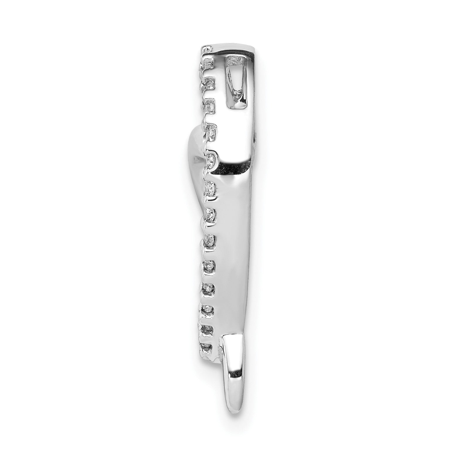 14k White Gold 1/10 carat Diamond Curved Heart Chain Slide