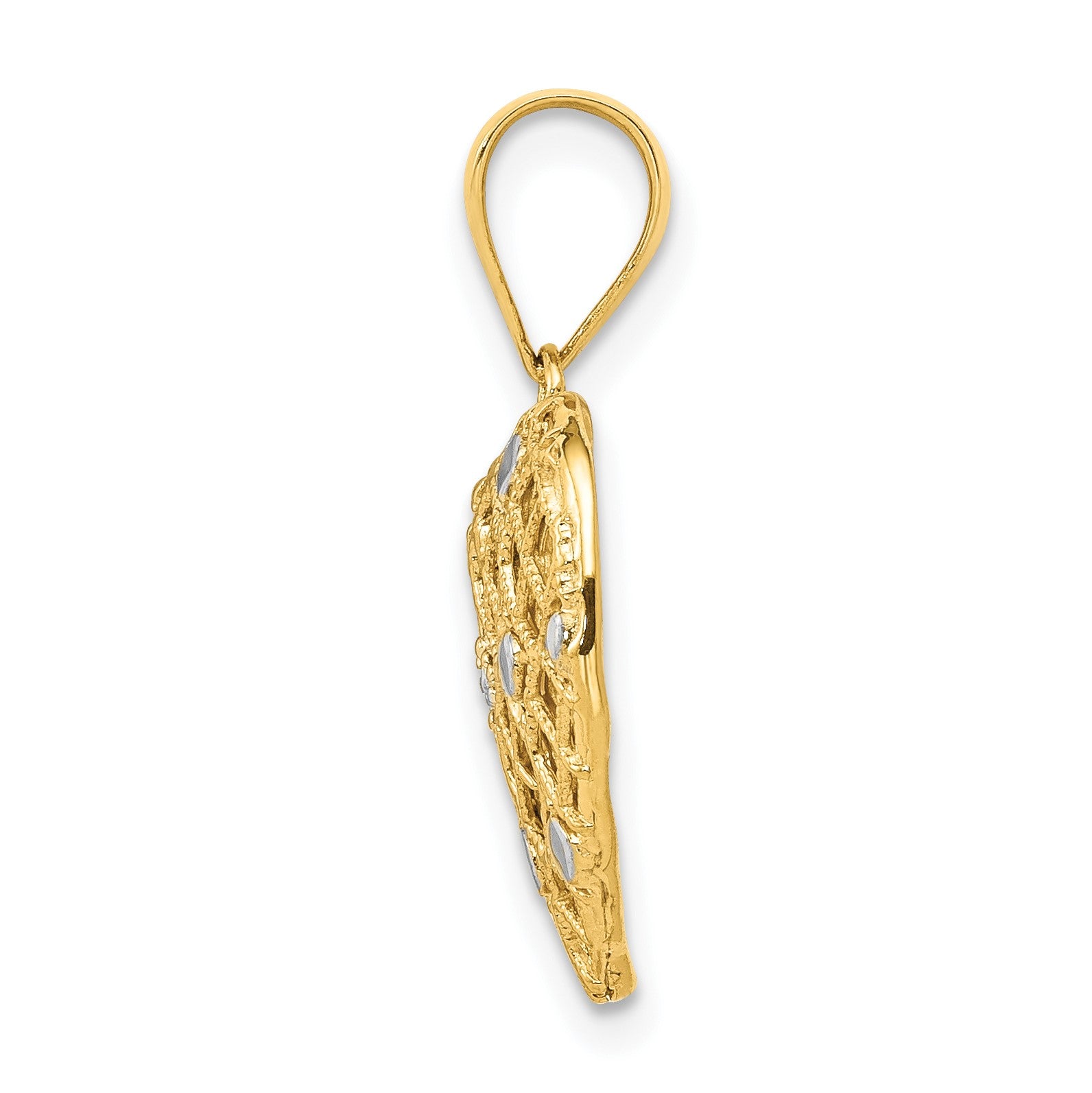 14k and White Rhodium 1/2 point Diamond Filigree Heart Pendant