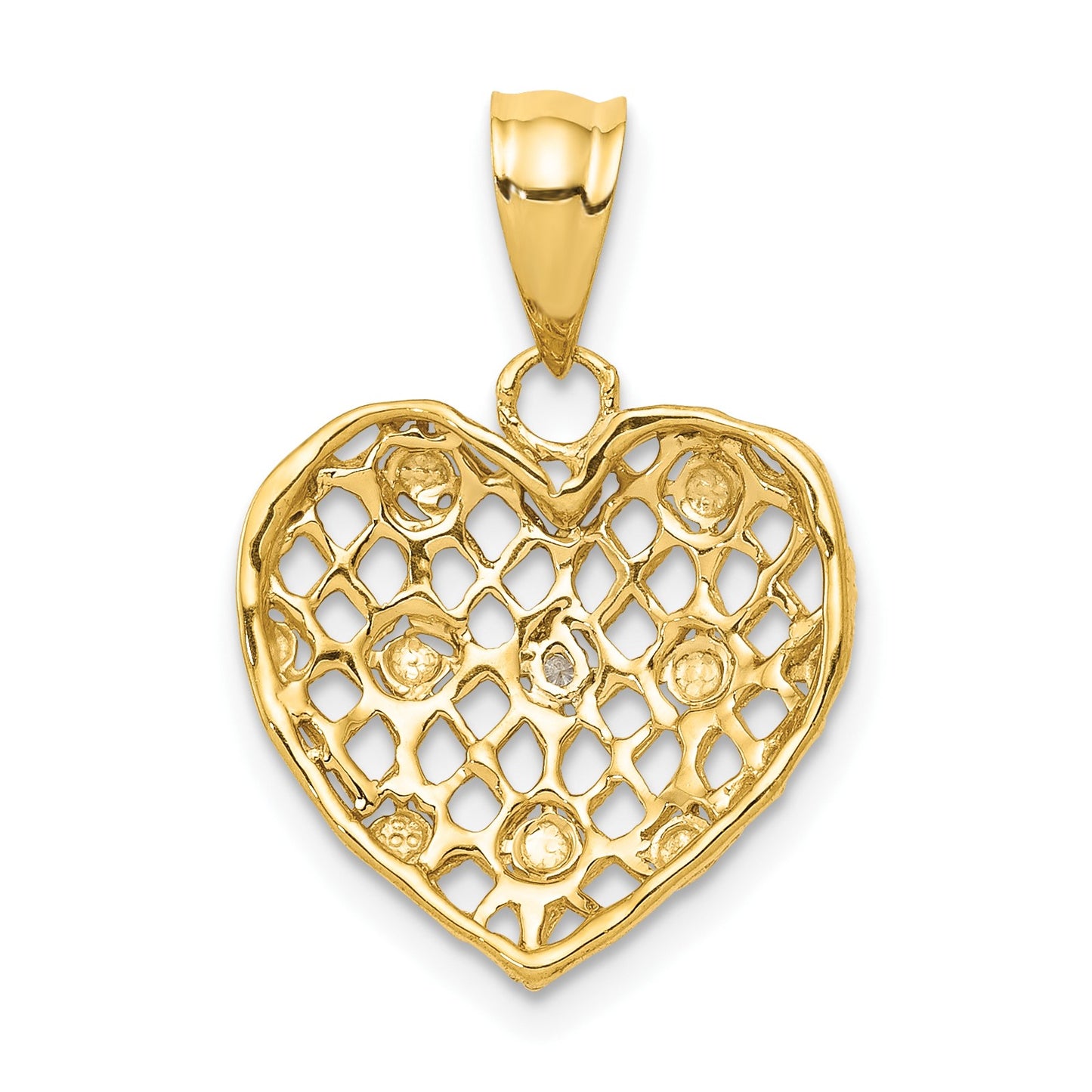 14k and White Rhodium 1/2 point Diamond Filigree Heart Pendant