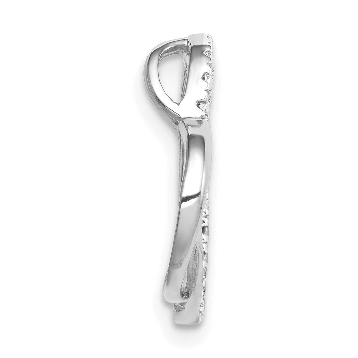 14k White Gold .01 carat Diamond Double Heart Chain Slide
