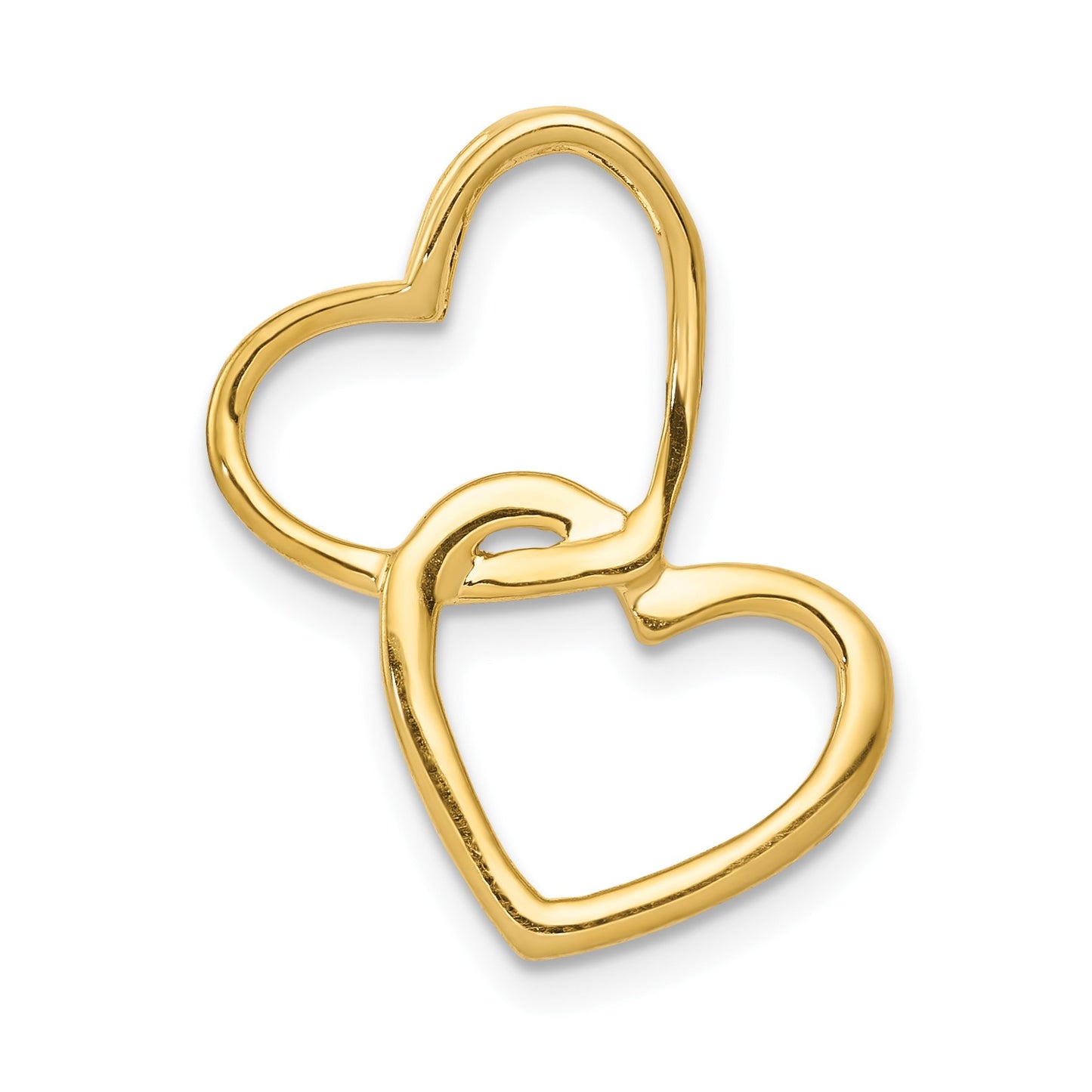 14k Two-Tone 1/10 carat Diamond Double Heart Chain Slide