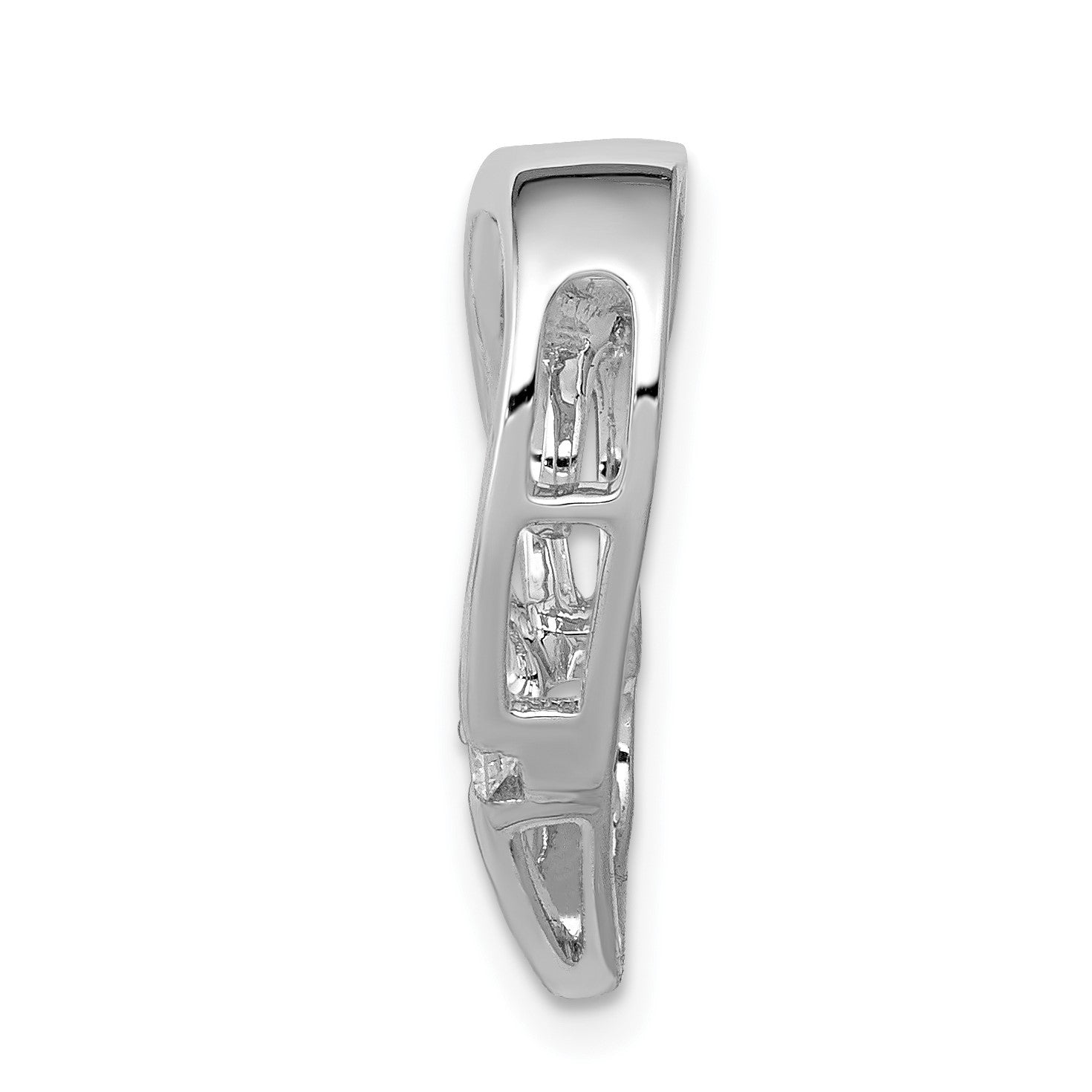 14k White Gold 1/20 carat Diamond Double Hearts Chain Slide