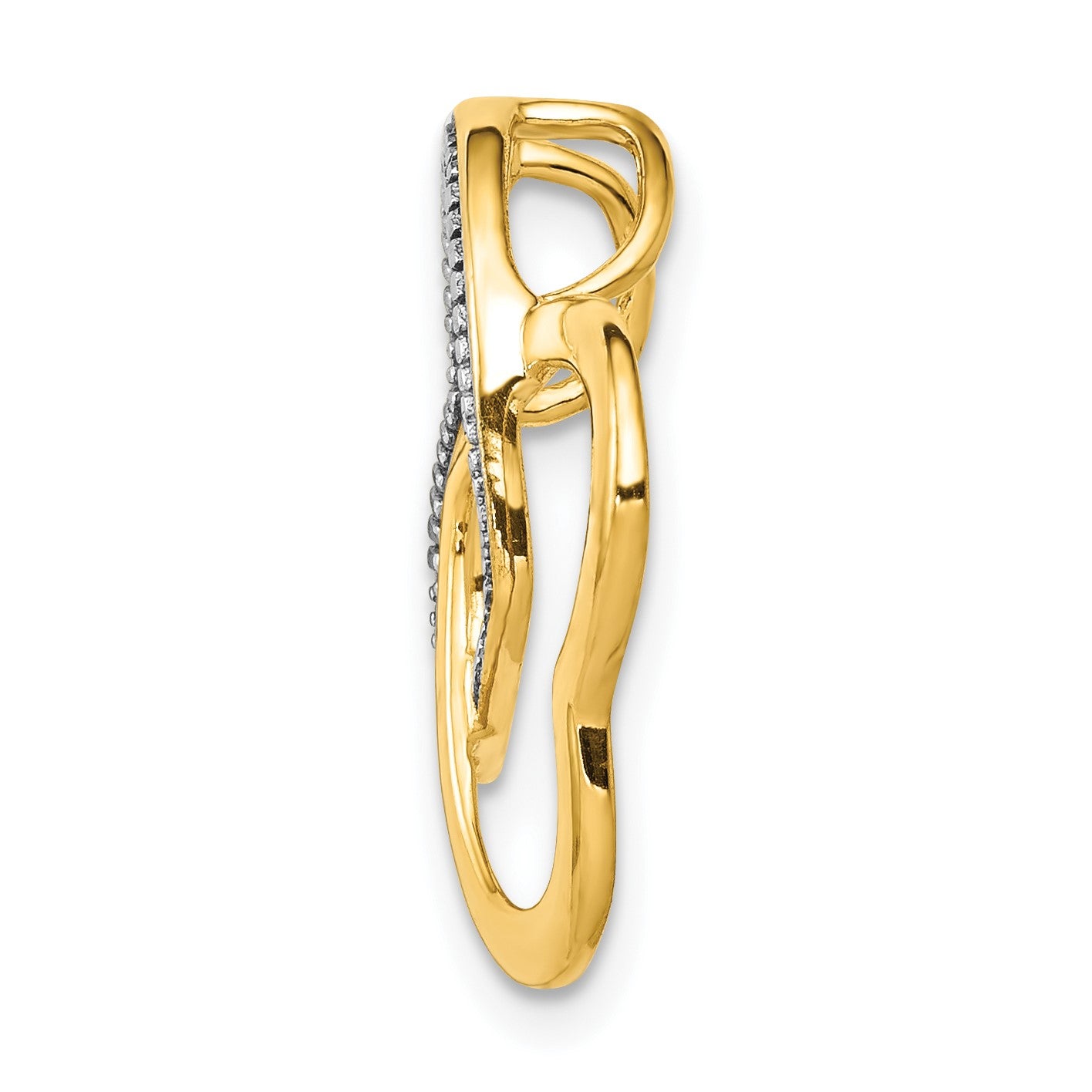 14k and White Rhodium .01 carat Diamond Double Entwined Heart Chain Slide
