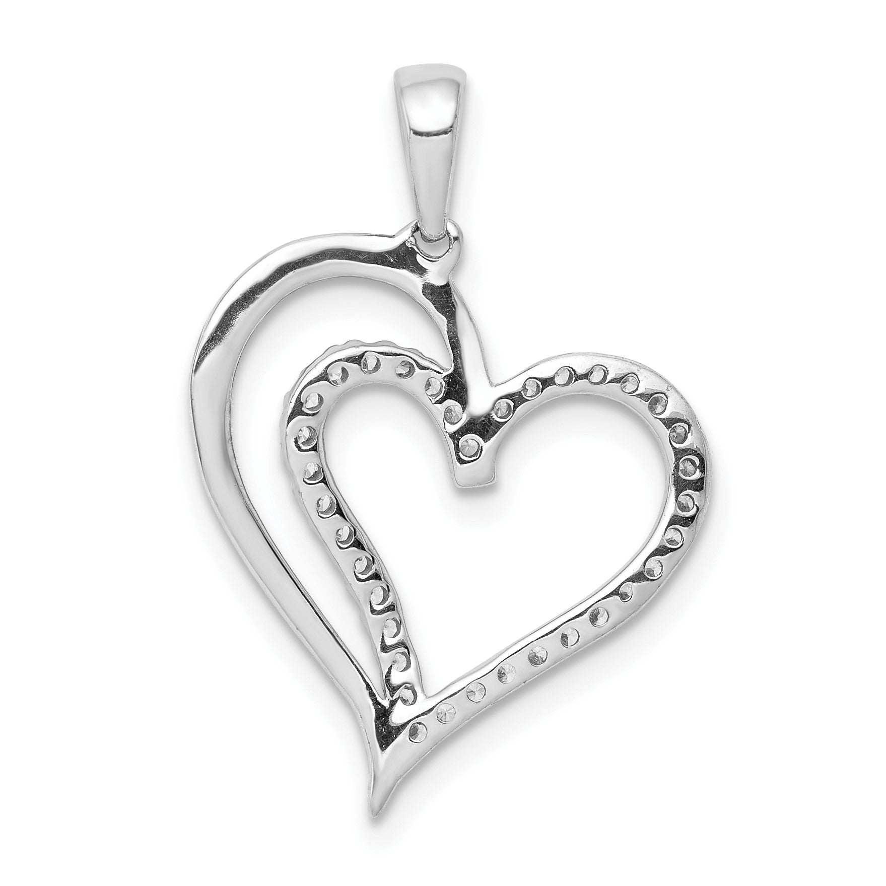 14k White Gold 1/10 carat Diamond Heart Pendant