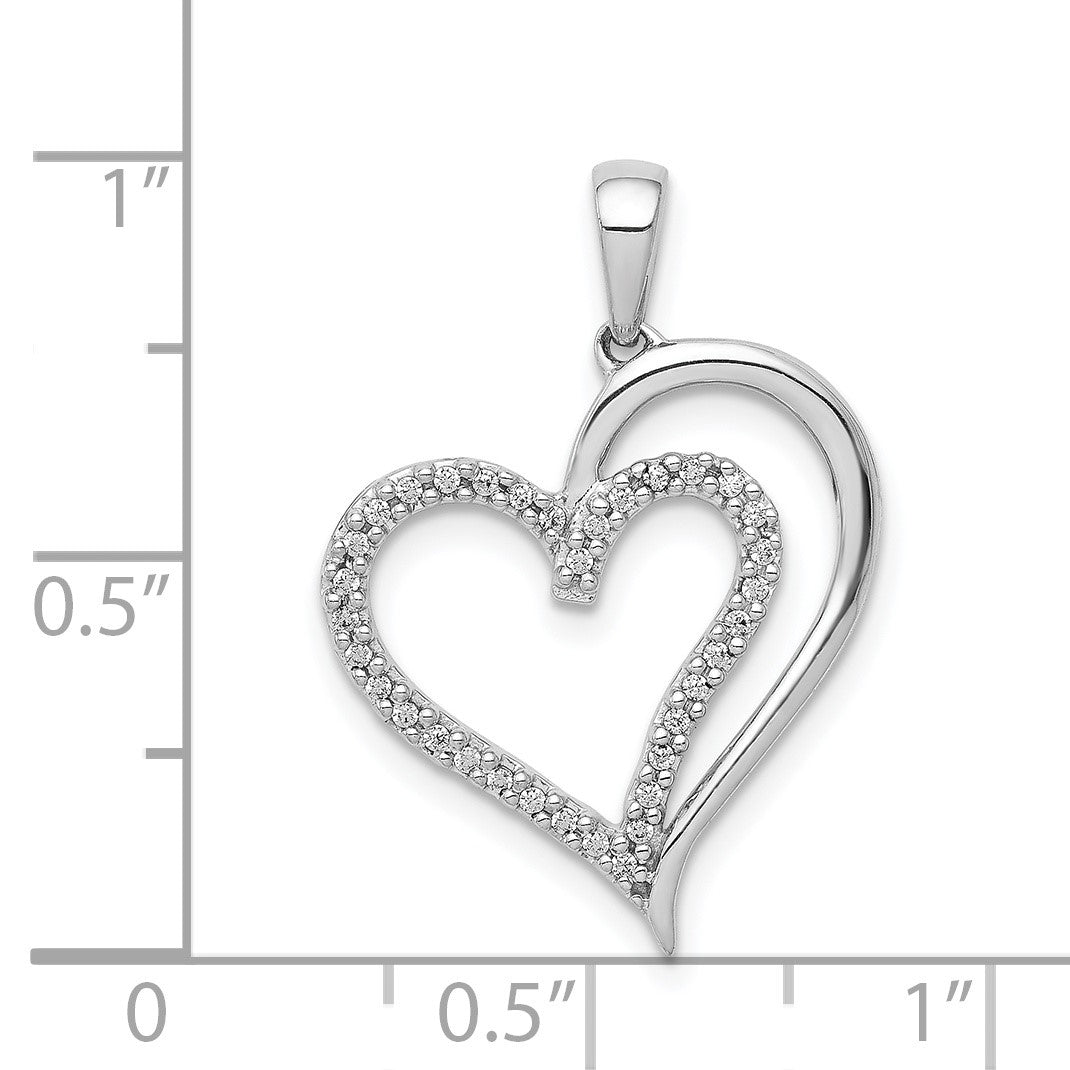 14k White Gold 1/10 carat Diamond Heart Pendant