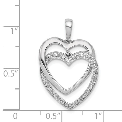 14k White Gold 1/10 carat Diamond Entwined Hearts Pendant