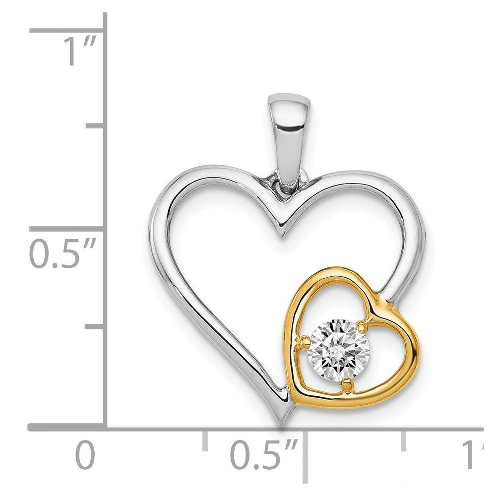 14k Two-Tone 1/5ct. Diamond Double Heart Pendant