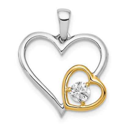 14k Two-Tone 1/5ct. Diamond Double Heart Pendant