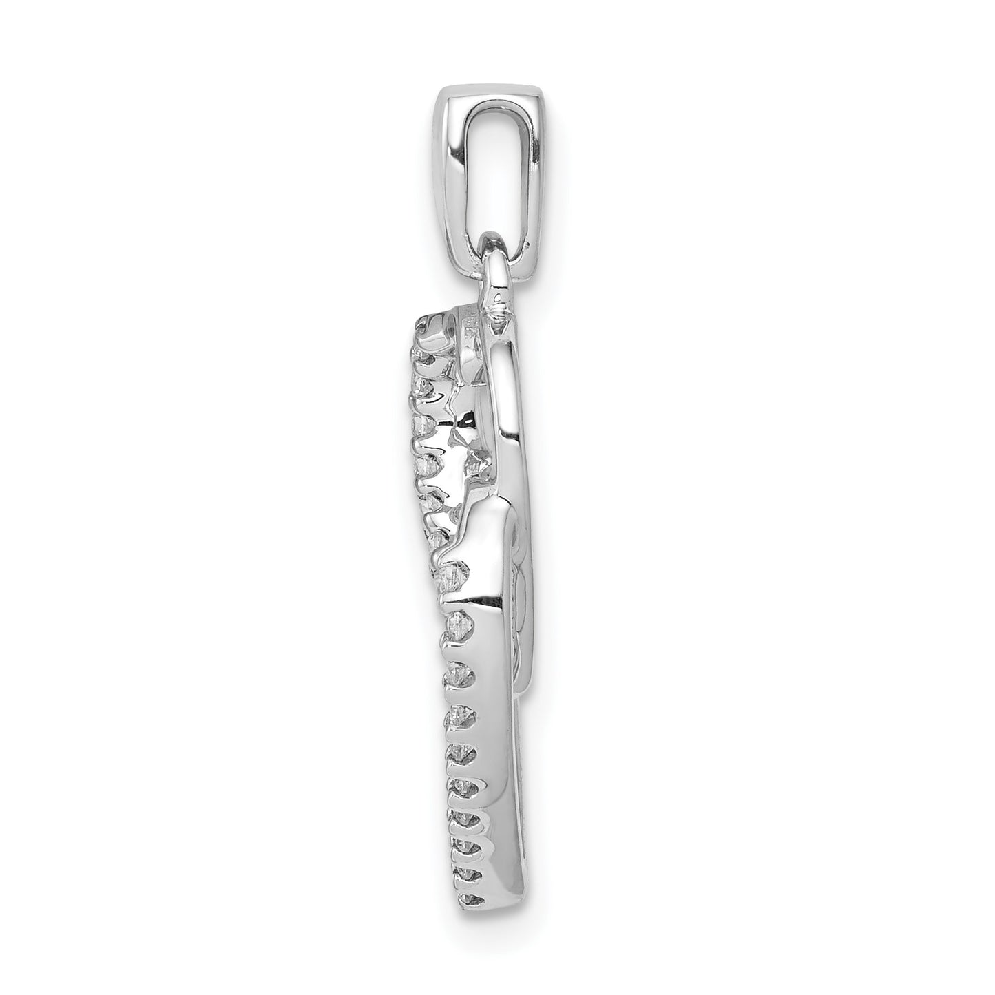 14k White Gold 1/10 carat Diamond Entwined Hearts Pendant