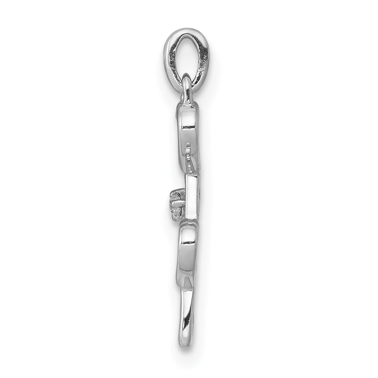 14k White Gold Diamond Dangling Hearts Pendant